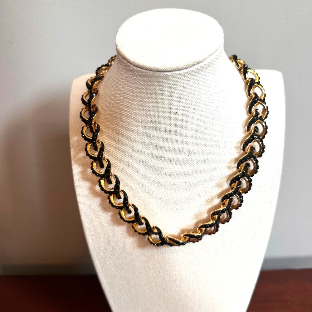 Formal Evening Necklace Black Gold Choker Wedding Costume Jewelry